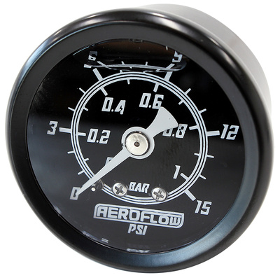 Aeroflow Pressure  gauge 15psi liquid filled 1 ½"